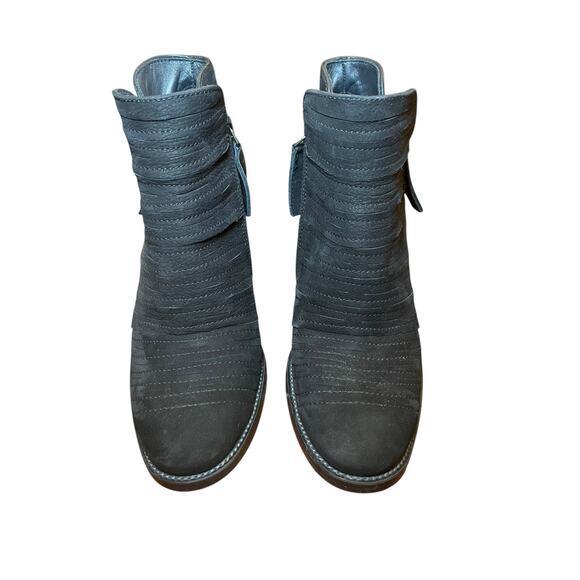 NWT Paul Green Women 6 Malibu Sliced Zip Bootie Black Leather Suede Heels - Picture 4 of 15